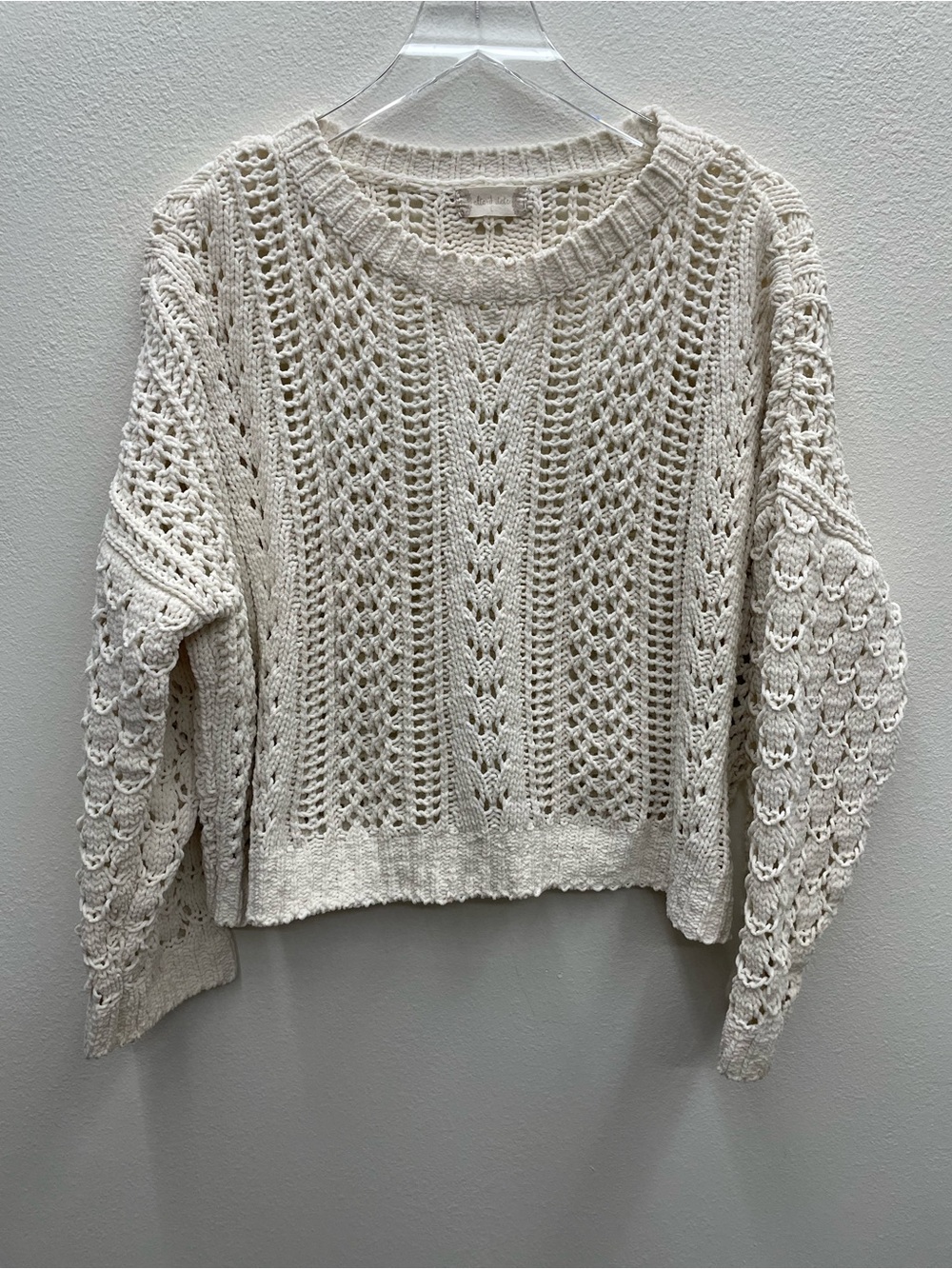 Altar'd State Cream Open-Knit Crochet Sweater Size Large - Picture 1 of 8